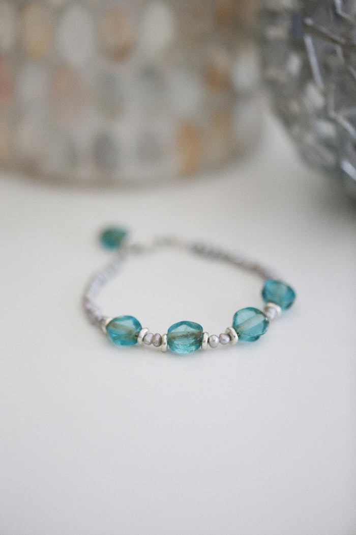 Silver and Blue Beaded Bracelet