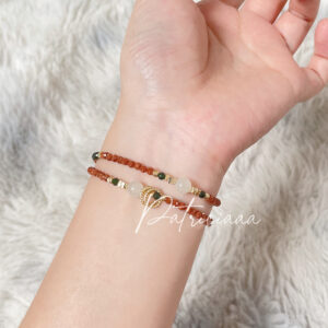 Fall-Winter Series | Maple Leaf | Golden & Green Sandstone, White Moonstone, about 0.12in/3mm